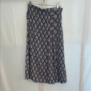 NWT Zara Geometric Patterned Blue and Gray Skirt w/ Pleat Details